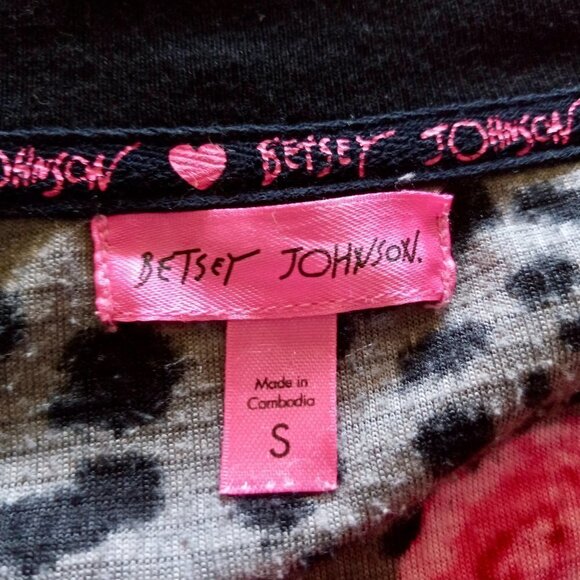 Betsy Johnson   Sleep Shirt  Roses &  Leopard Print   PINK Gray Black Green - Picture 3 of 10